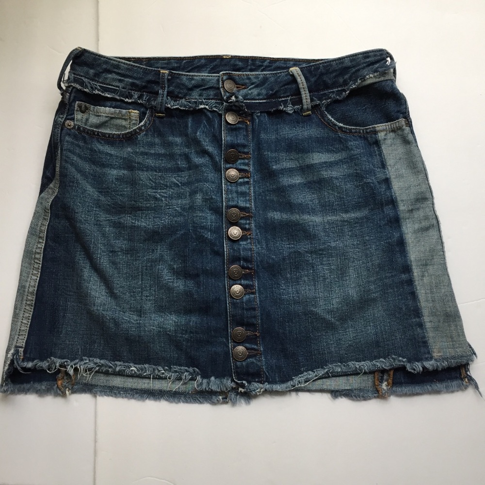 True Religion Deconstructed Step Hem Denim Skirt